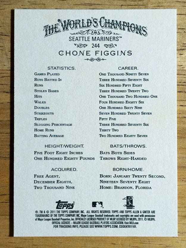 2011 Topps Allen and Ginter #244 Chone Figgins