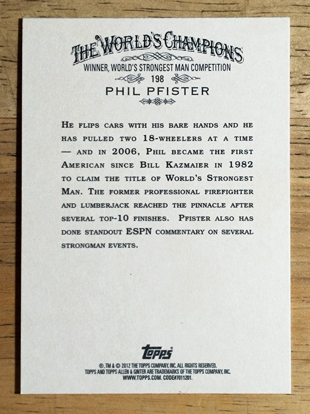 2012 Topps Allen and Ginter #198 Phil Pfister
