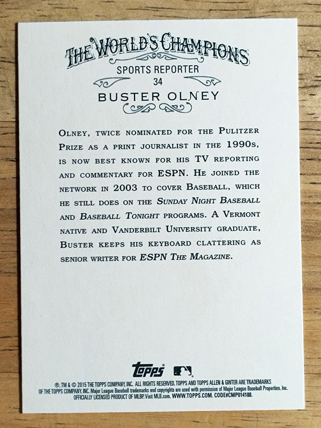 2015 Topps Allen and Ginter #34 Buster Olney