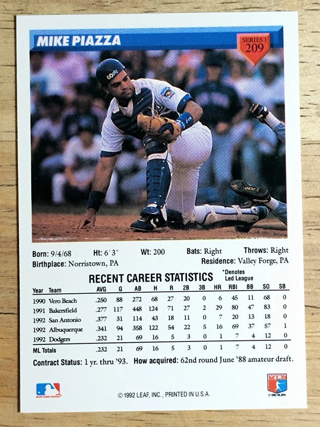 1993 Donruss #209 Mike Piazza