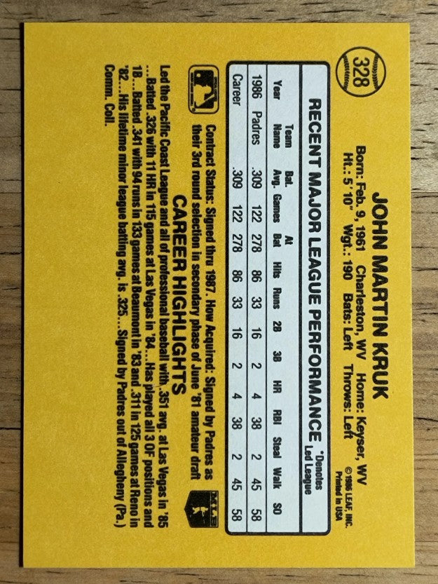 1987 Donruss #328 John Kruk RC
