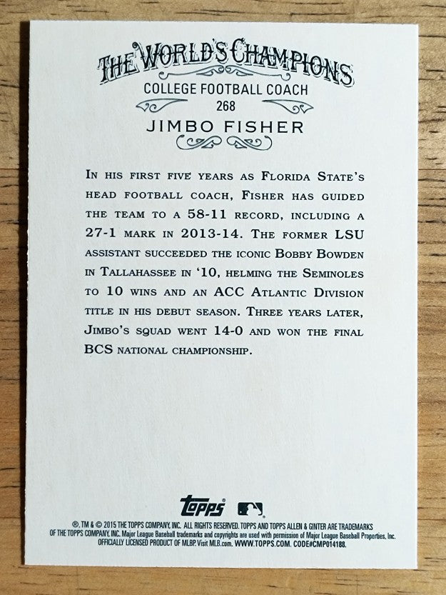 2015 Topps Allen and Ginter #268 Jimbo Fisher