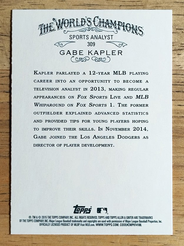 2015 Topps Allen and Ginter #309 Gabe Kapler