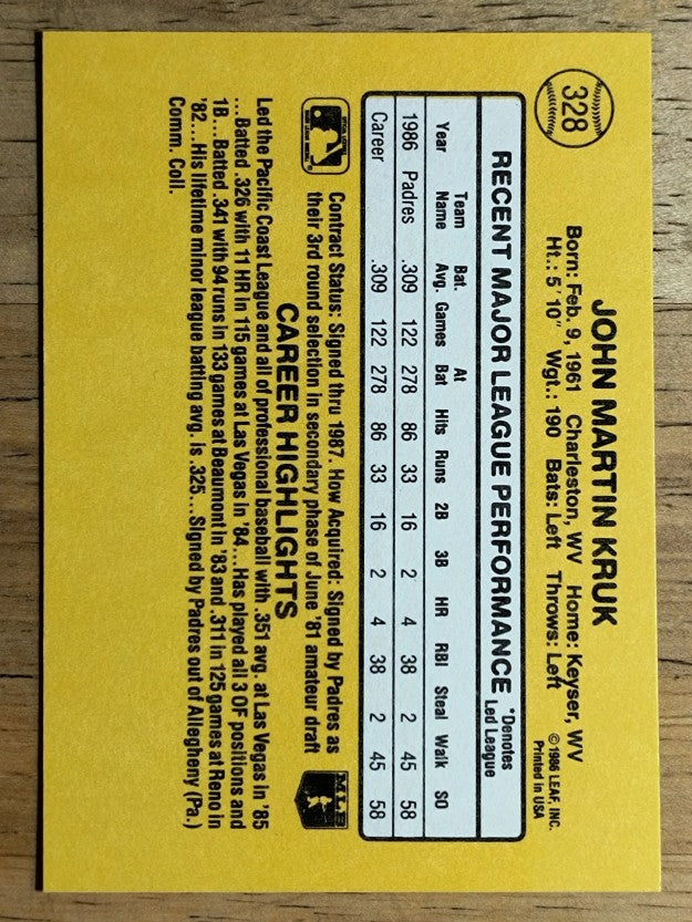 1987 Donruss #328 John Kruk RC