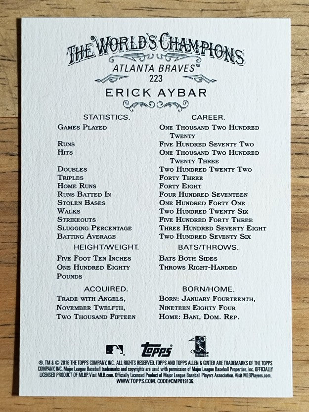 2016 Topps Allen and Ginter #223 Erick Aybar
