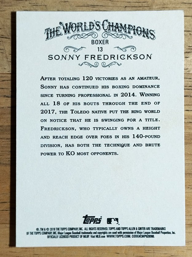 2018 Topps Allen and Ginter #13 Sonny Fredrickson