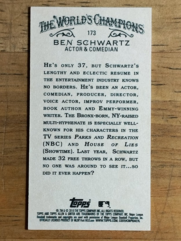 2019 Topps Allen and Ginter Mini #173 Ben Schwartz