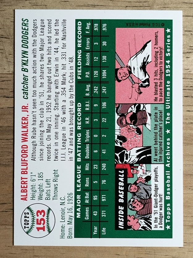 1994 Topps Archives '54 #153 Rube Walker
