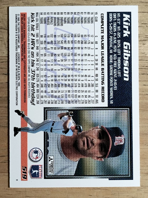 2001 Topps Archives #419 Kirk Gibson 95
