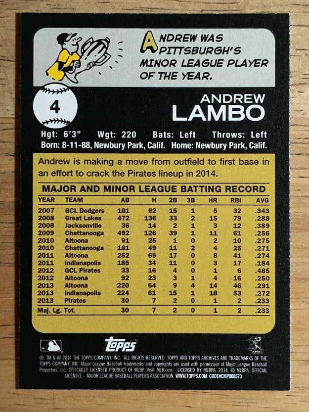 2014 Topps Archives #4 Andrew Lambo RC