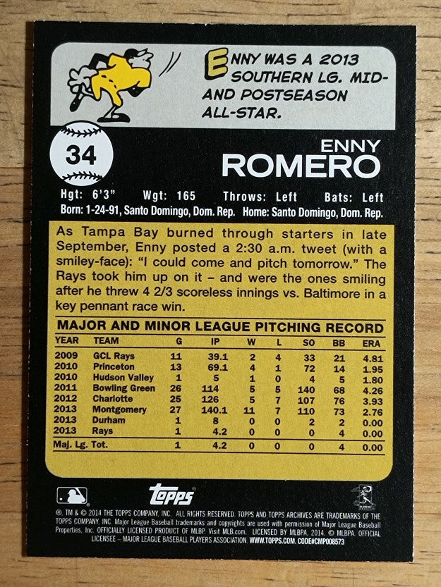 2014 Topps Archives #34 Enny Romero RC