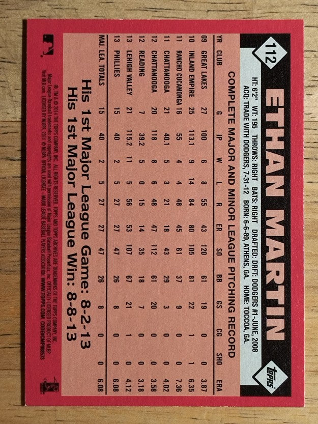 2014 Topps Archives #112 Ethan Martin RC