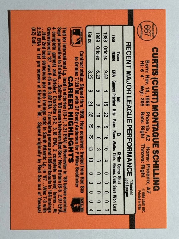 1990 Donruss #667 Curt Schilling