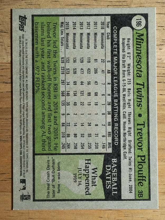 2016 Topps Archives #196 Trevor Plouffe