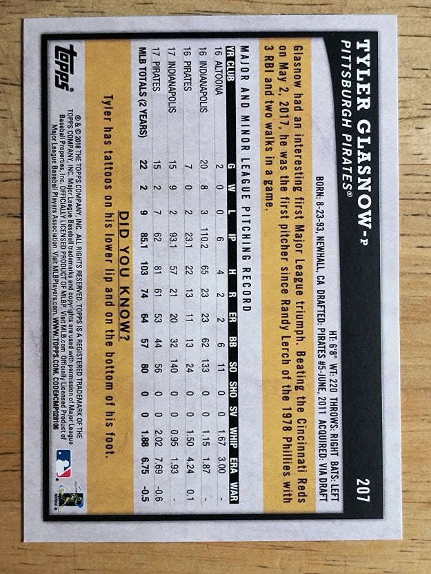 2018 Topps Big League #207 Tyler Glasnow