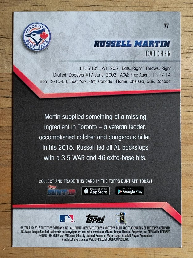 2016 Topps Bunt #77 Russell Martin