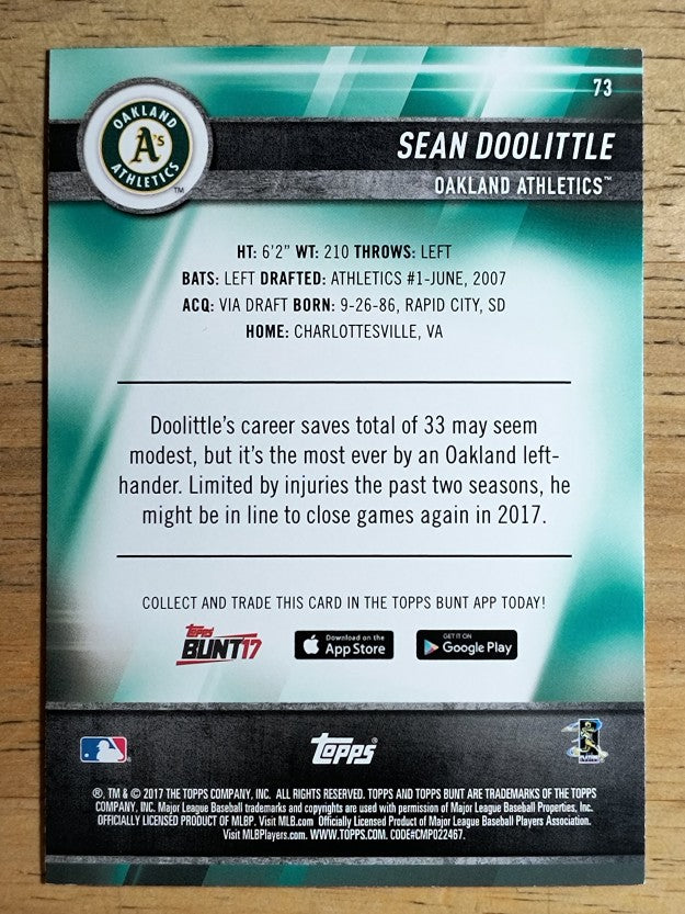 2017 Topps Bunt #73 Sean Doolittle