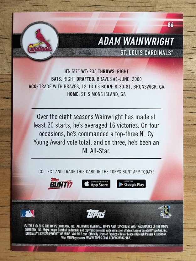 2017 Topps Bunt #86 Adam Wainwright