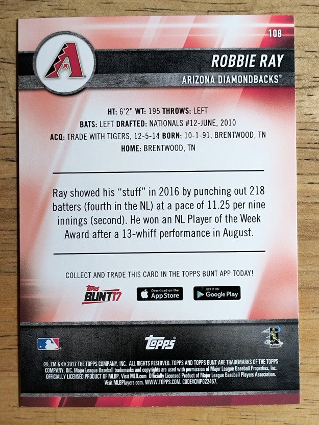 2017 Topps Bunt #108 Robbie Ray