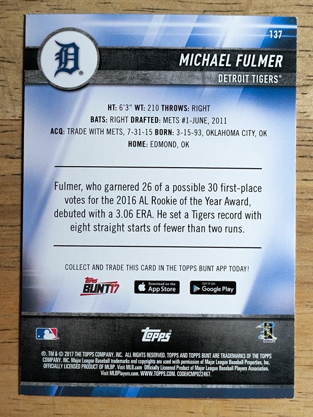 2017 Topps Bunt #137 Michael Fulmer