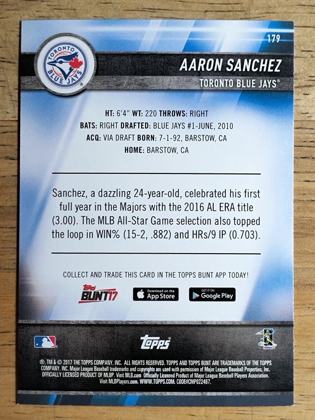 2017 Topps Bunt #179 Aaron Sanchez