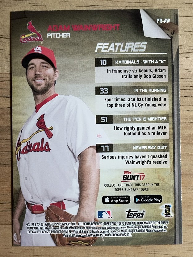 2017 Topps Bunt Programs #PRAW Adam Wainwright