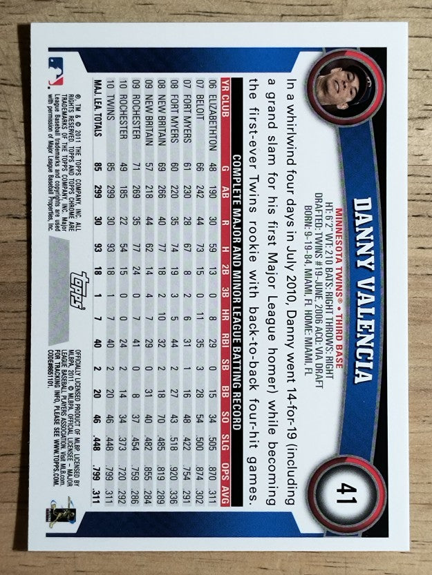 2011 Topps Chrome #41 Danny Valencia