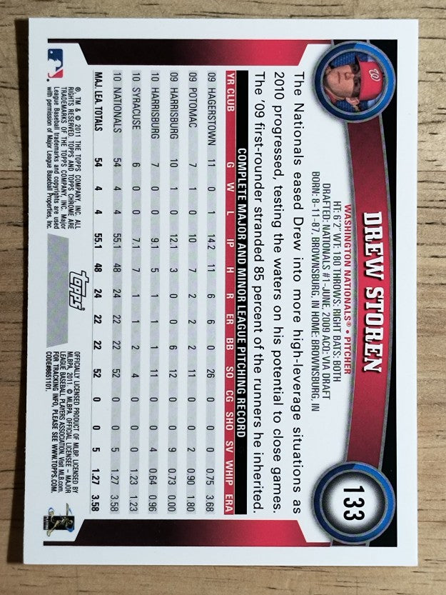 2011 Topps Chrome #133 Drew Storen