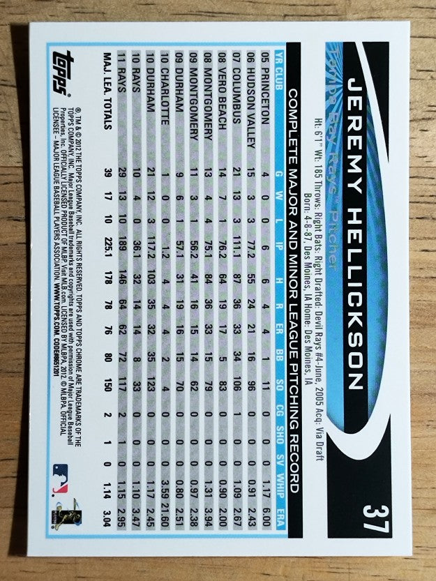 2012 Topps Chrome #37 Jeremy Hellickson