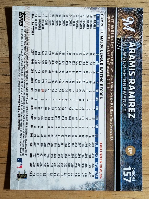 2015 Topps Chrome #157 Aramis Ramirez
