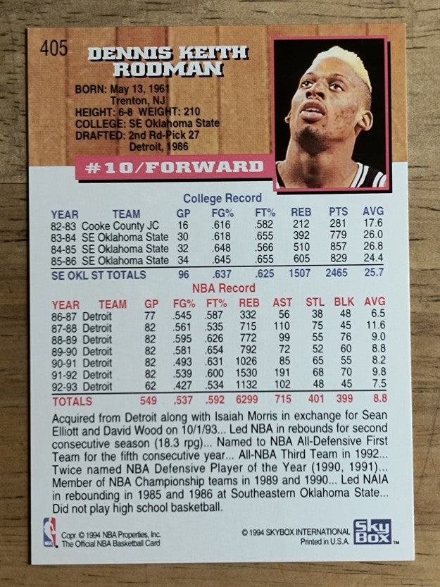 1993-94 Hoops #405 Dennis Rodman