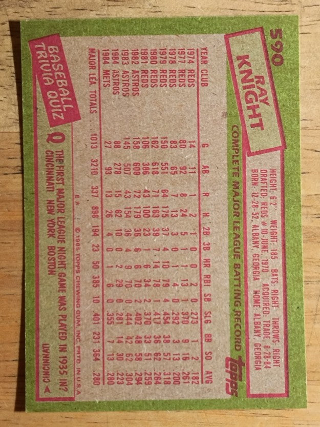 1985 Topps #590 Ray Knight