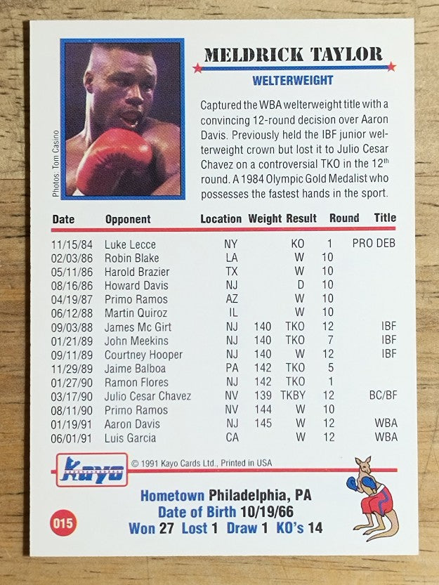 1991 Kayo #15 Meldrick Taylor