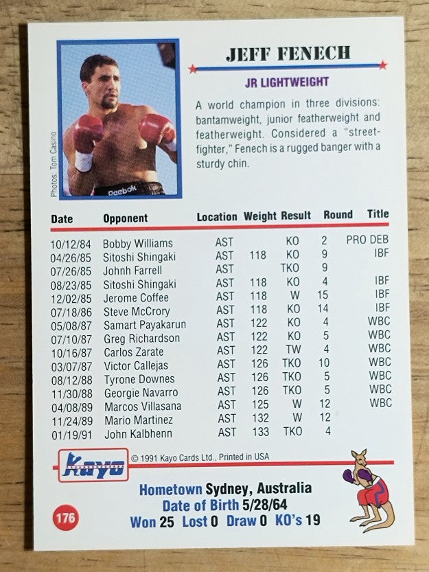 1991 Kayo #176 Jeff Fenech