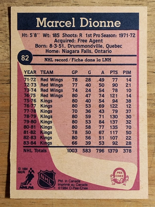 1984-85 O-Pee-Chee #82 Marcel Dionne