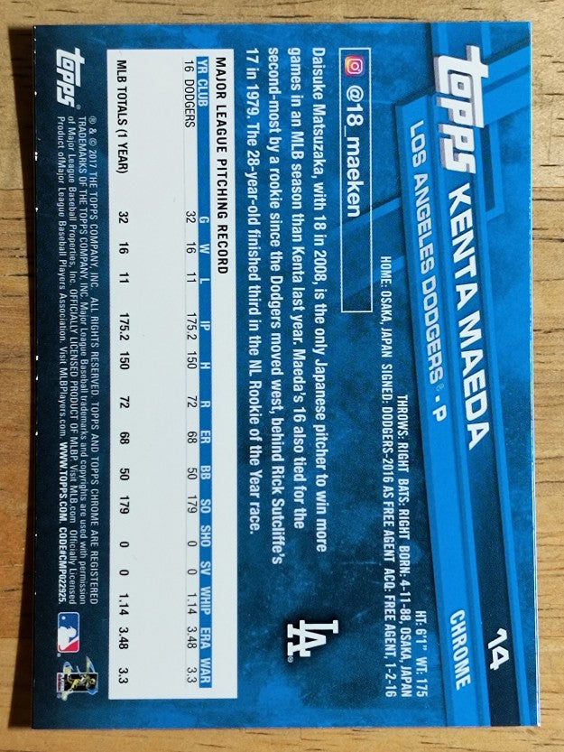 2017 Topps Chrome #14 Kenta Maeda