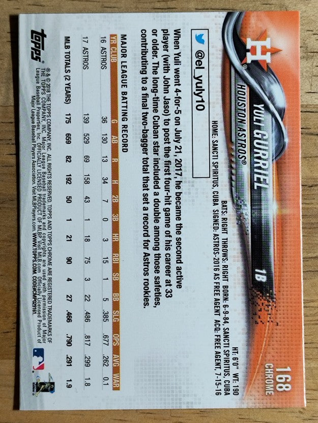 2018 Topps Chrome #168 Yuli Gurriel