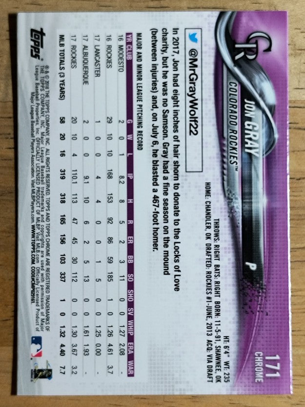 2018 Topps Chrome #171 Jon Gray