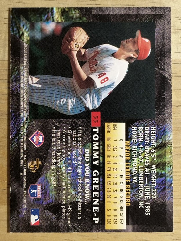 1995 Topps Embossed #55 Tommy Greene