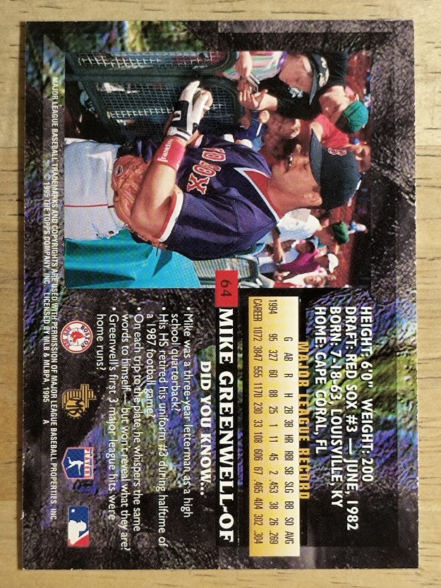 1995 Topps Embossed #64 Mike Greenwell