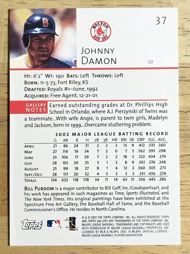 2003 Topps Gallery #37 Johnny Damon