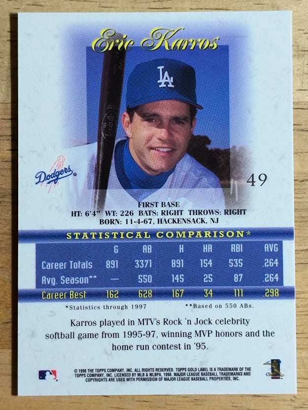 1998 Topps Gold Label Class 1 #49 Eric Karros