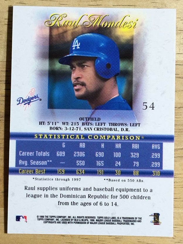 1998 Topps Gold Label Class 1 #54 Raul Mondesi