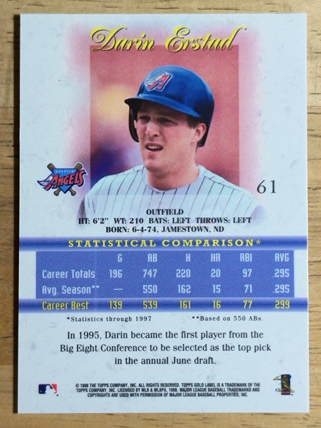 1998 Topps Gold Label Class 1 #61 Darin Erstad