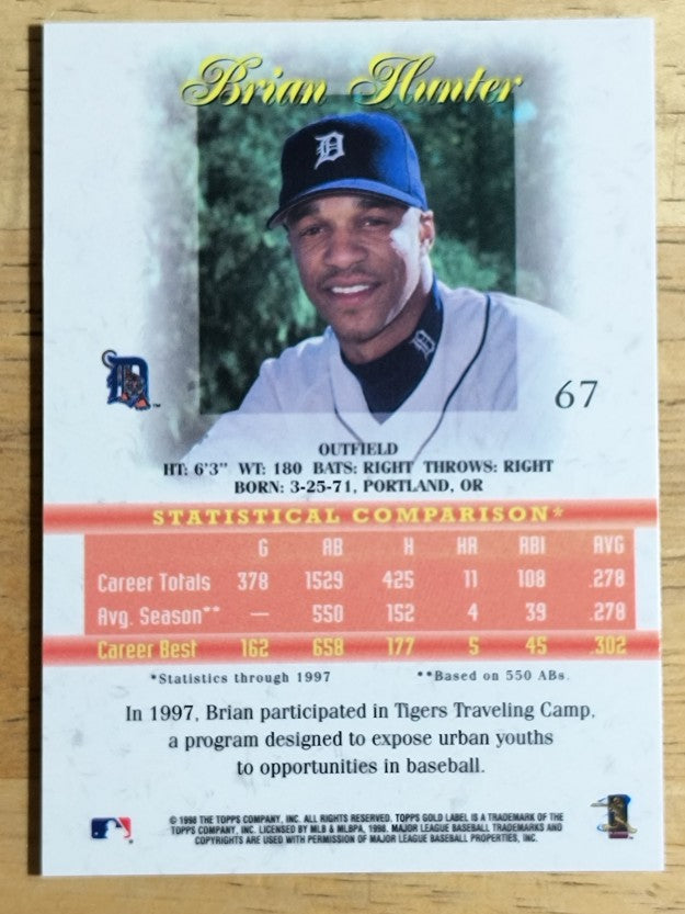 1998 Topps Gold Label Class 1 #67 Brian Hunter