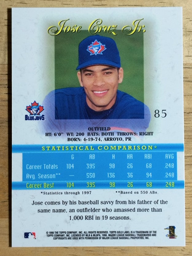 1998 Topps Gold Label Class 1 #85 Jose Cruz Jr.