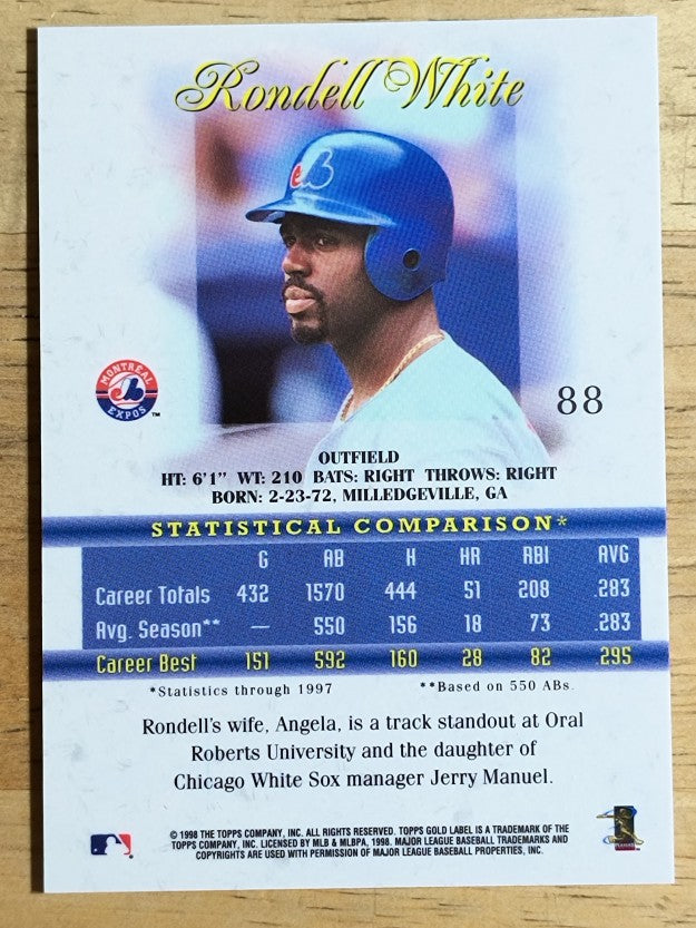 1998 Topps Gold Label Class 1 #88 Rondell White