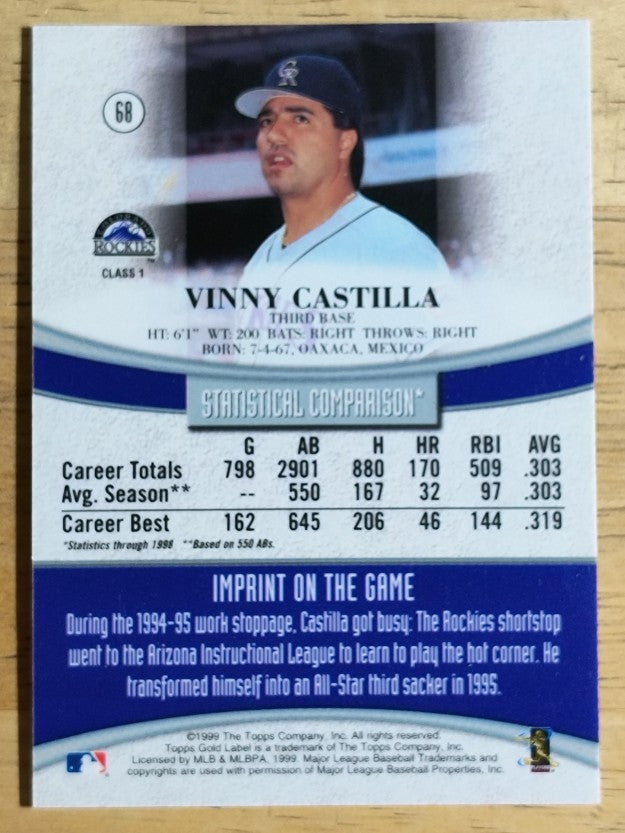 1999 Topps Gold Label Class 1 #68 Vinny Castilla