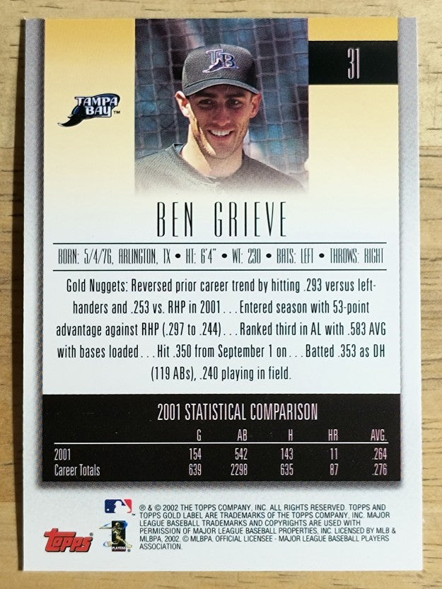 2002 Topps Gold Label #31 Ben Grieve