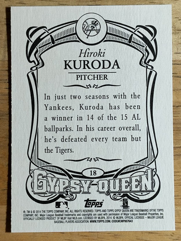 2014 Topps Gypsy Queen #18 Hiroki Kuroda
